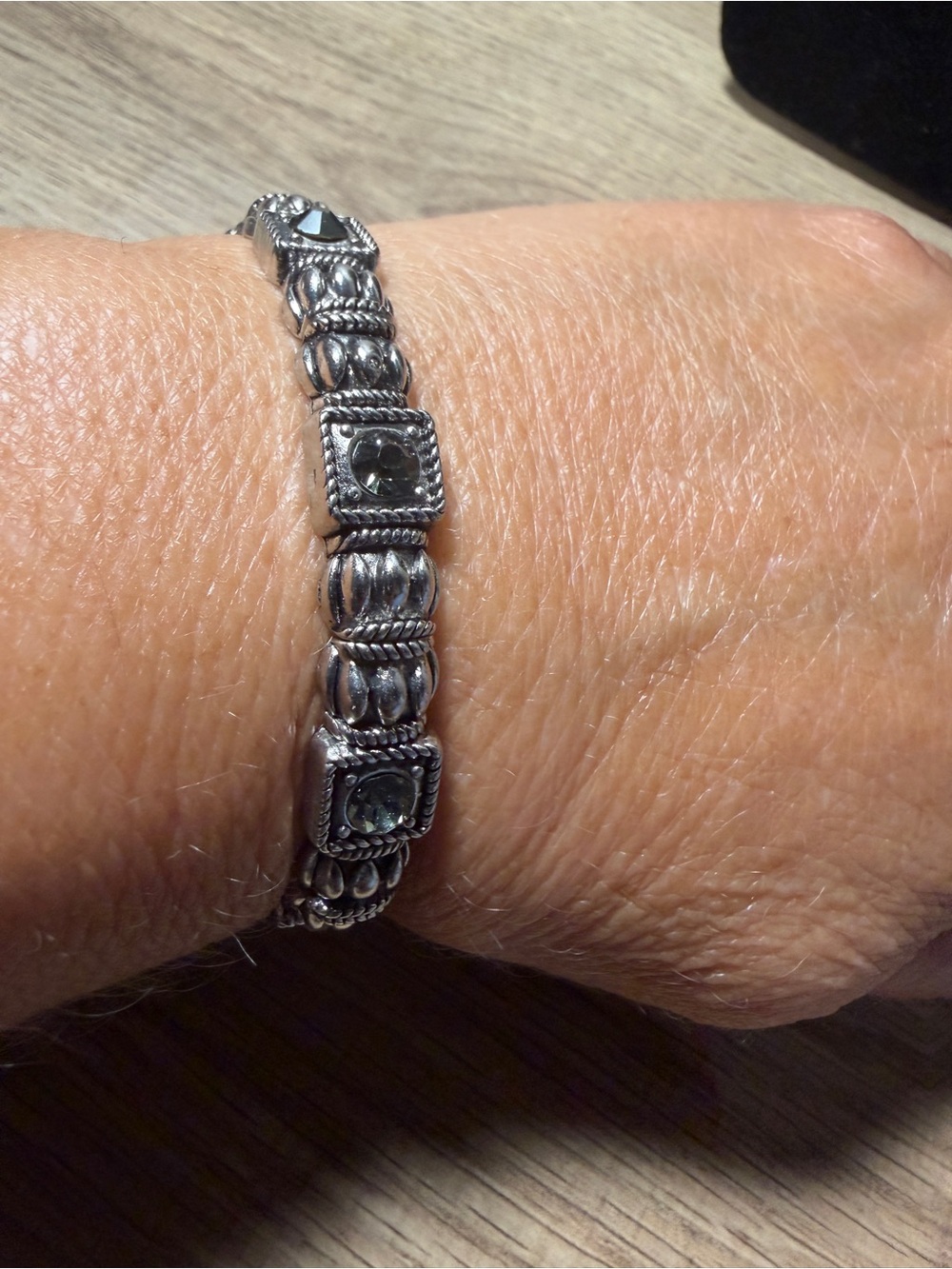 paparazzi Silver Bracelet with Black Stones